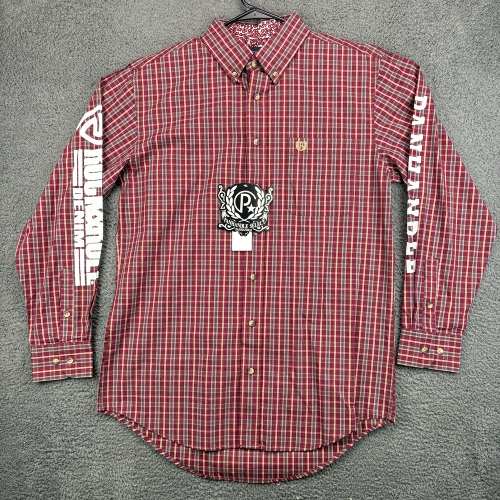 Panhandle Select Mens Plaid Long Sleeve Button Down Shirt Size M‎